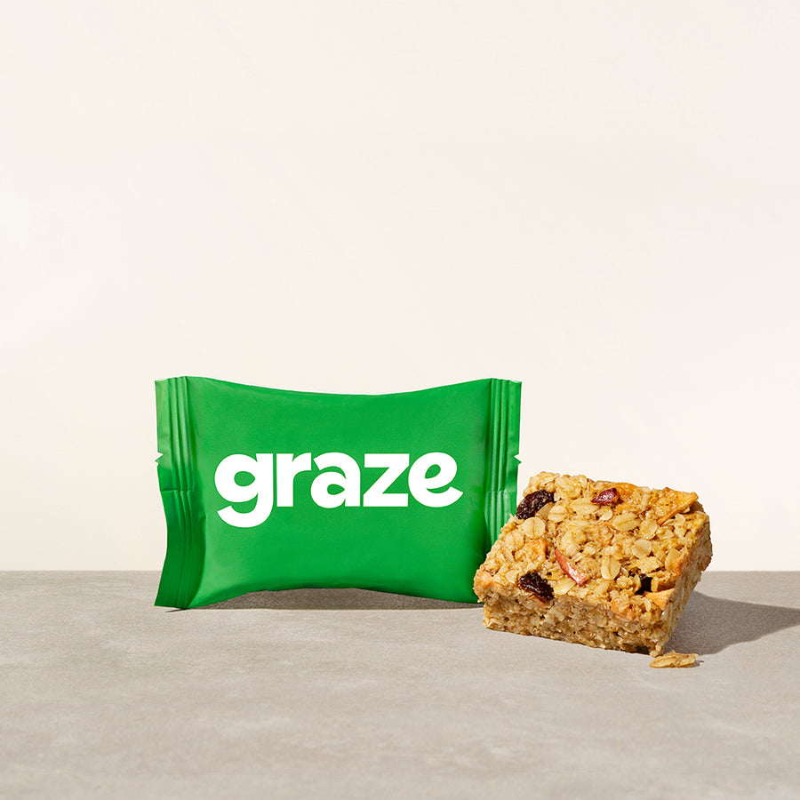 a small package of graze apple strudle oat snack