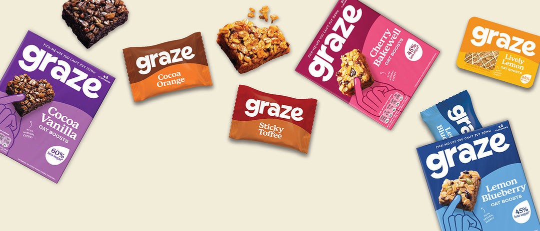 A selection of graze oat boosts and flapjacks