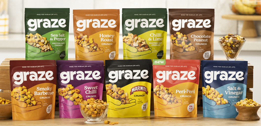 Graze's full selection of sharing bag flavours